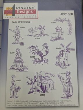 Toile Collection I Embroidery CD - Purple Toile Motifs